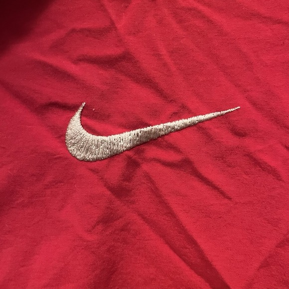 Vintage 90s Nike Windbreaker Jacket Red XL Silver Swoosh Sleeve Tape 1998 VTG - Picture 3 of 10
